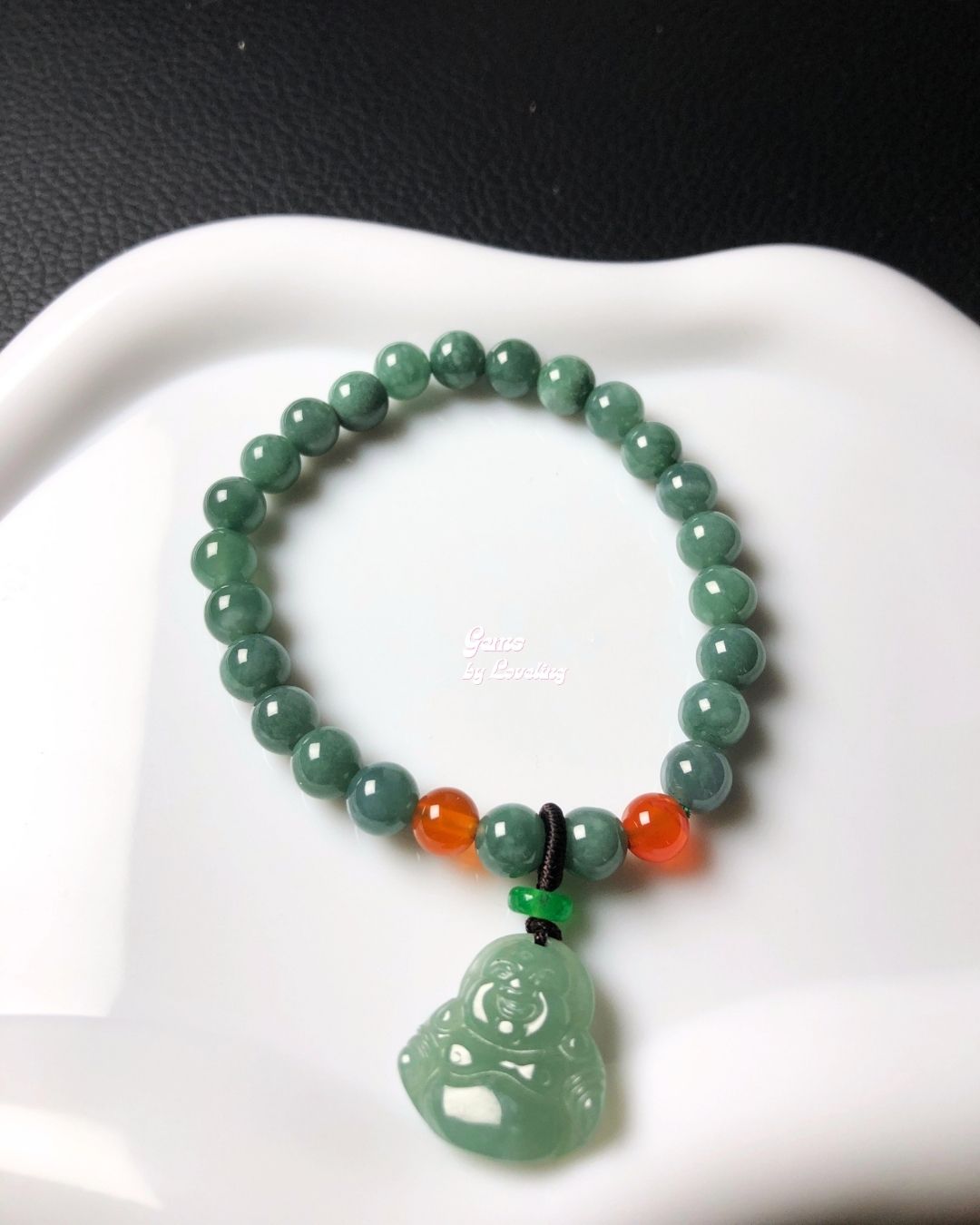 Vòng Tay Chuỗi Hạt Ngọc Phỉ Thúy Tự Nhiên Mix Charm Phật Di Lặc Bình An, Sức Khỏĩa