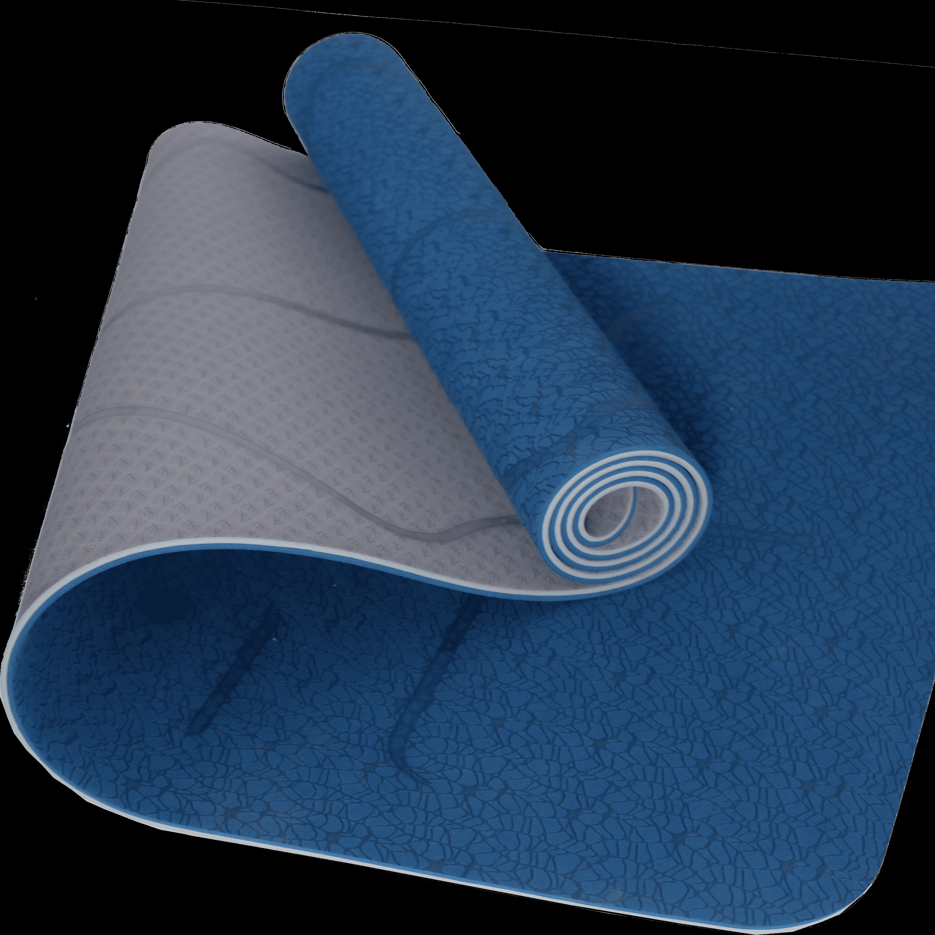 Thảm Yoga ĐỊNH TUYẾN MIKIE MAT 2 MÀU - NAVY XÁM - TPE - Dày 6mm - Thành phần cao su non tự nhiên - Chống trượt, Không mùi cho nam tập gym, nữ tập yoga tại nhà - nhẹ dễ mang đi