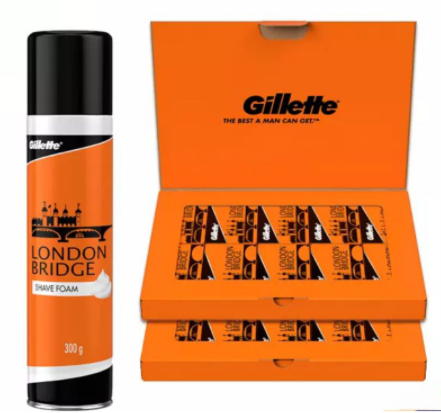 [HCM]Combo 100 lưỡi lam và bọt cạo râu Gillette London Bridge