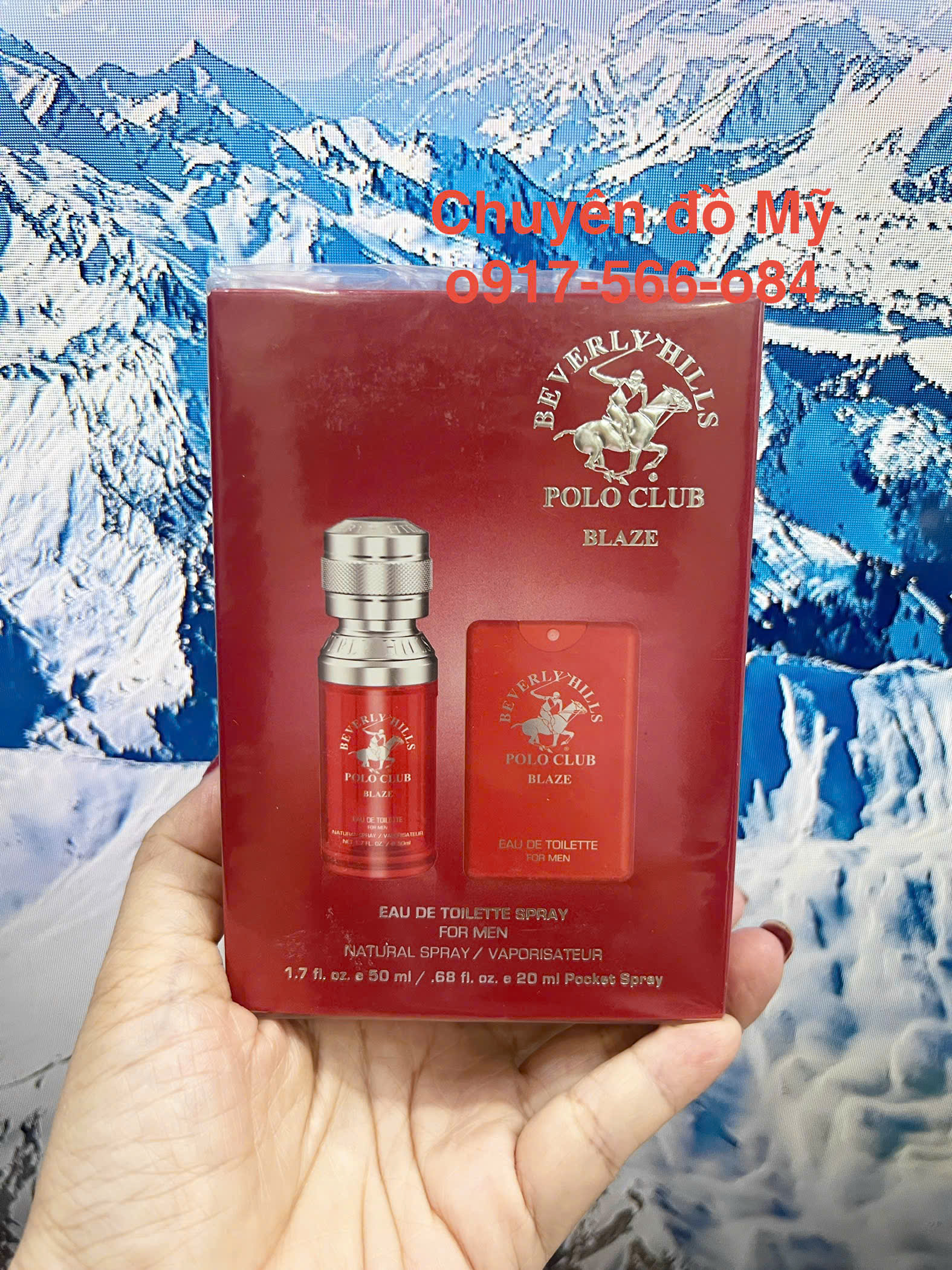 Set nước hoa nam Beverly Hills Polo Club Blaze EDT 50ml kèm chai xịt bỏ túi mini 20ml của Mỹ