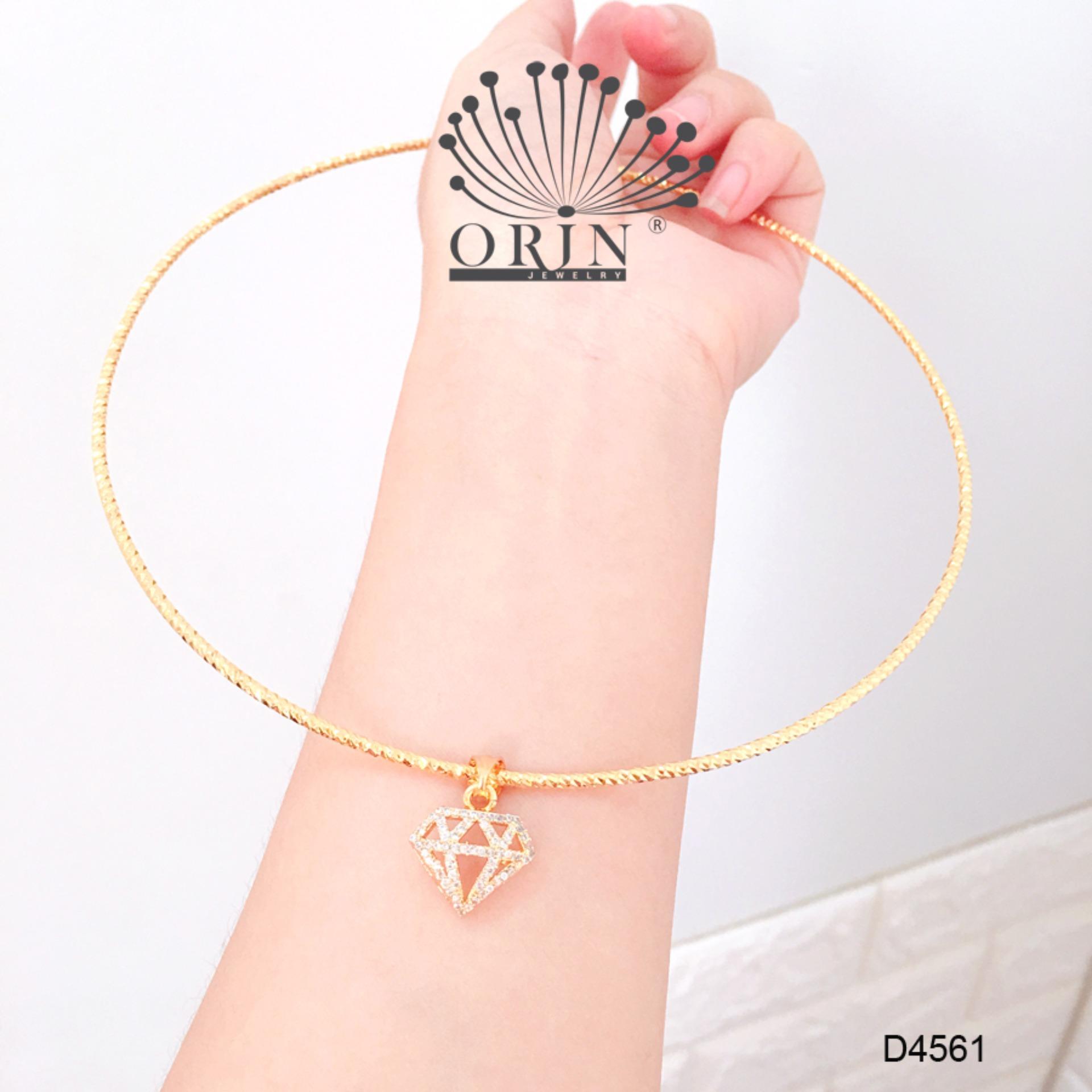 Kiềng cổ nữ , vòng cổ nữ mặt hình viên kim cương bền màu đính đá thiết kế thời thượng Orin D4561