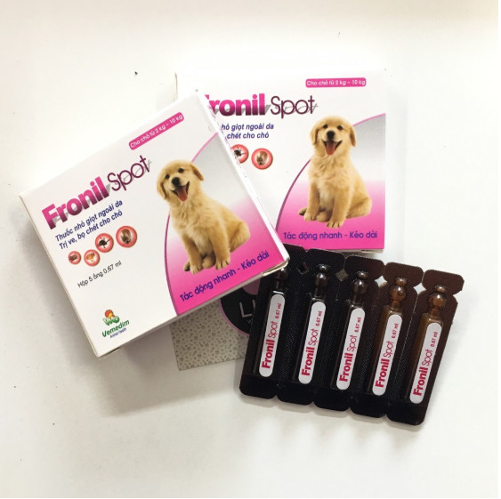 Thuốc nhỏ sống lưng trị ve bọ chét chó mèo - Fronil spot phòng và điều trị bọ chét, ve rận ở chó, hiệu quả kéo dài đến 4 tuần