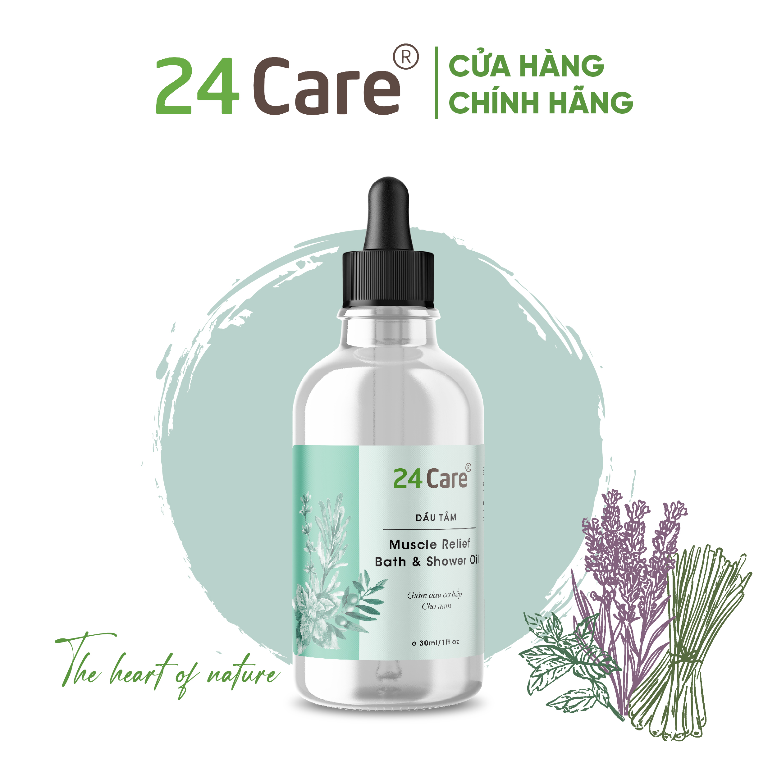 Dầu tắm tinh dầu giảm đau cơ bắp NAM NỮ 24Care - 30ml giảm đau hiệu quả