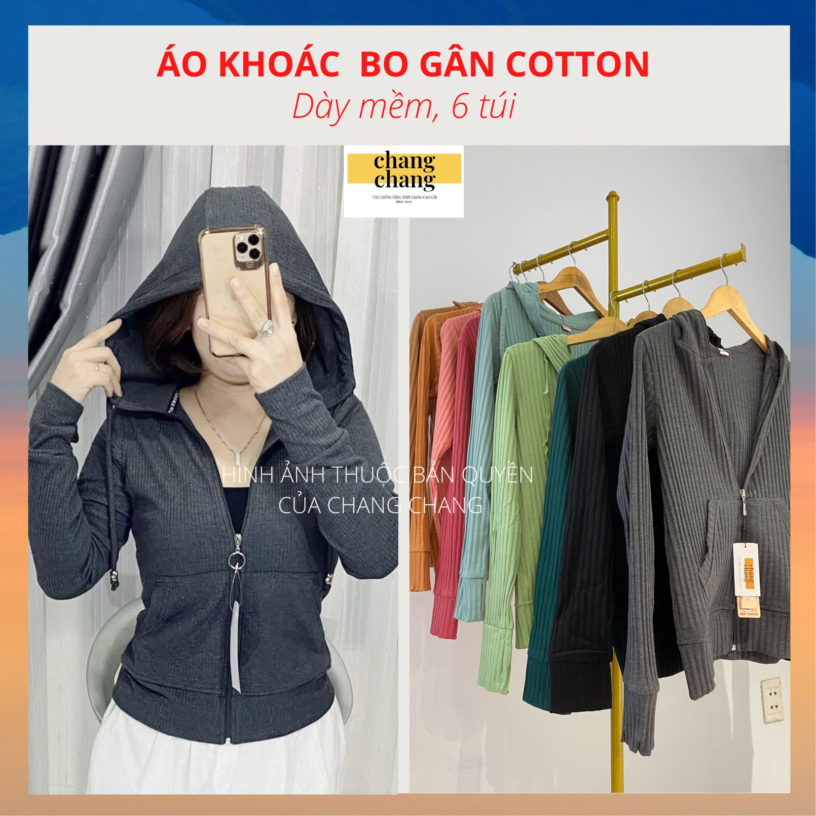 Áo khoác nữ thun gân dày mềm áo chống nắng nữ thun gân mềm mát thời trang | chang chang