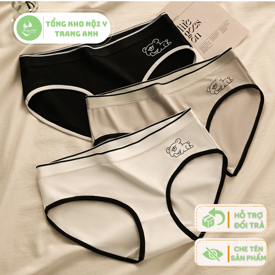 Quần Chíp Bé Gái Cotton Cao Cấp Hoạ Tiết Gấu Ngủ Đáng Yêu Đáy Thấm Hút Tốt Size 25-62KG Quần Cute CTB07