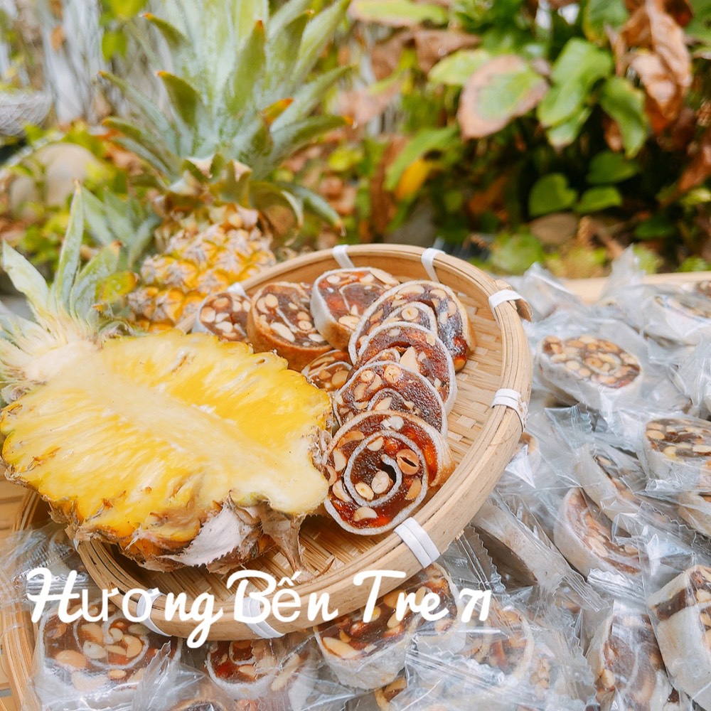 Kẹo khóm cuộn bánh tráng đậu phộng chua ngọt dễ ăn - Đồ ăn vặt