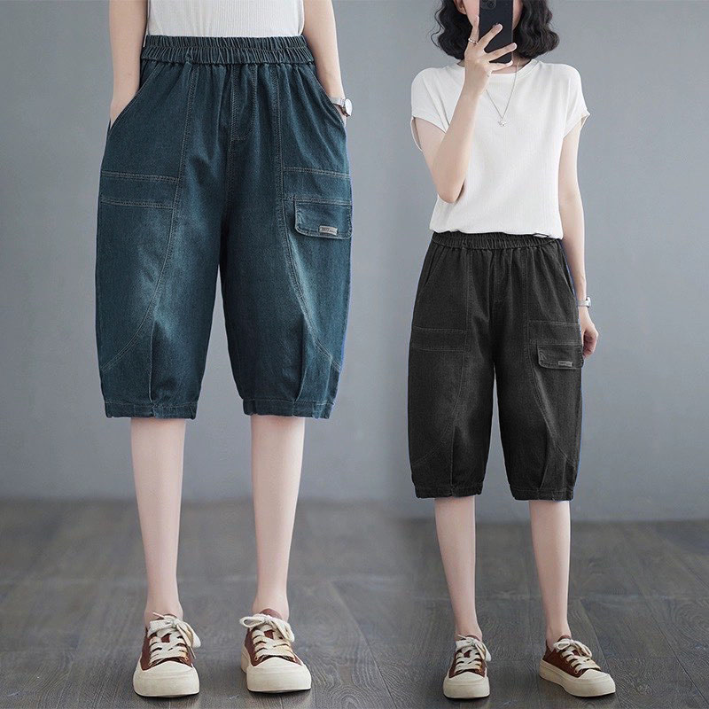 Quần Ngố Bò Giấy Mềm Lưng Thun Cho Nữ [M15]