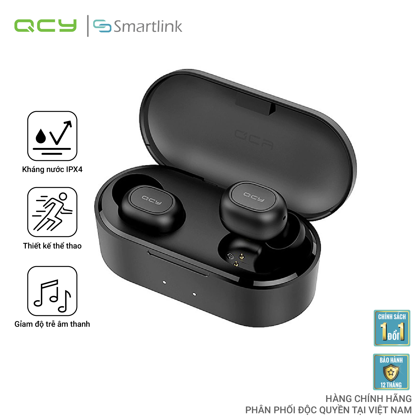 Tai nghe true wireless QCY T9S - Chính hãng được phân phối bở Smartlink bảo hành 1 đổi 1 trong 12 tháng