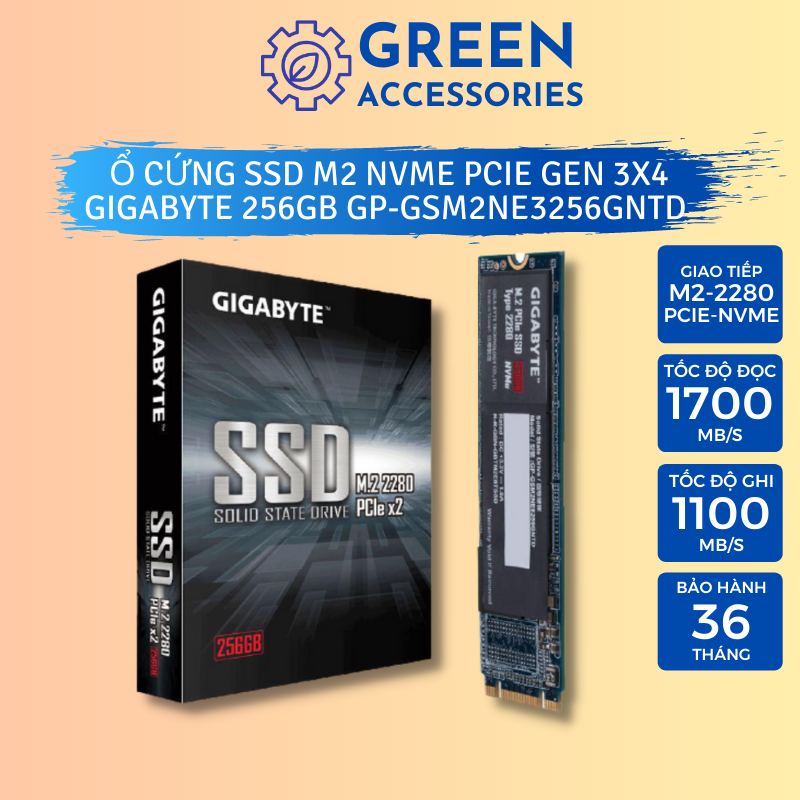 Ổ Cứng SSD M.2 PCIe NVMe Gigabyte 256GB Gen3x4 GP-GSM2NE3256GNTD Viễn Sơn Phân Phối
