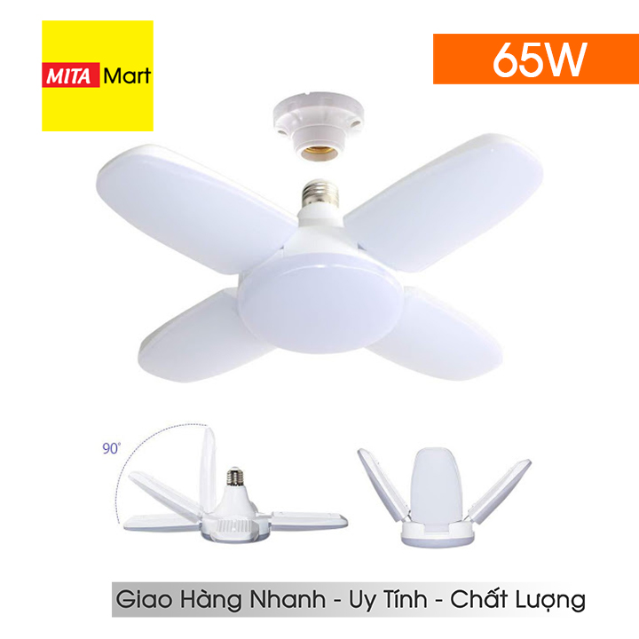 Combo 2 Bóng đèn led 4 cánh quạt 65W - có đèn trung tâm siêu sáng Tiết Kiệm Điện Năng
