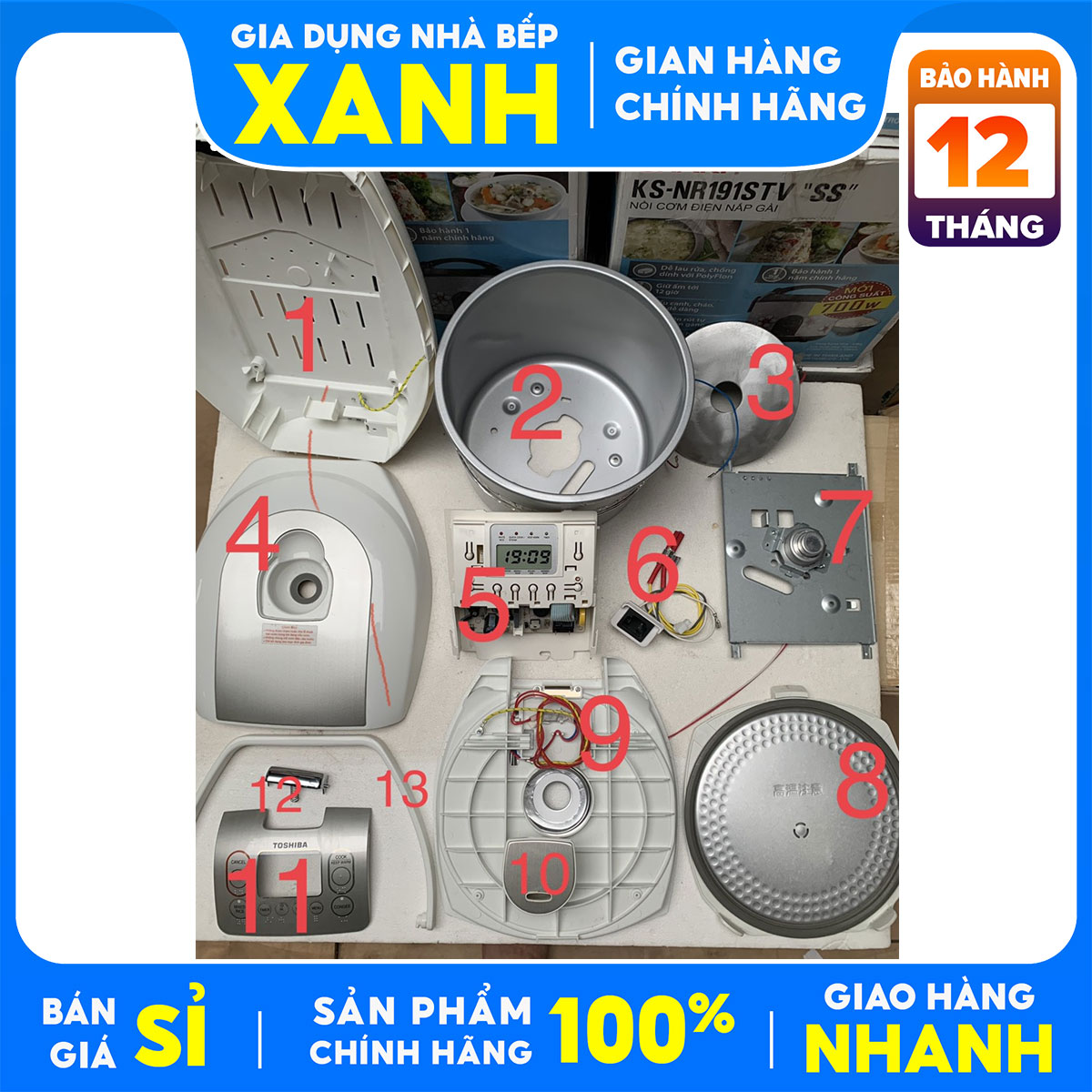 Nồi cơm điện tử toshiba 18nmf 1,8 lít -Linh kiện nồi cơm điện tử TOSHIBA 1.8lit Chính Hãng