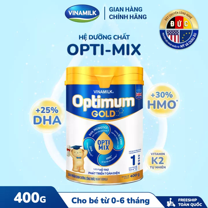Sữa bột Optimum Gold 1 - Sữa HMO Vinamilk cho bé giúp Tăng cân, chiều cao