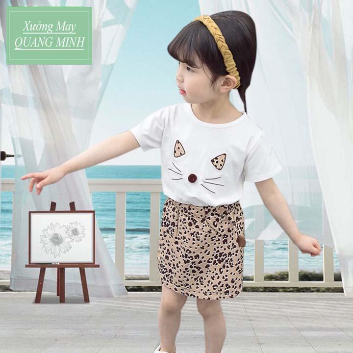 Set bộ quần áo trẻ em mẫu váy mèo dành cho bé gái 1-5 tuổi. Thiết kế đẹp, màu sắc tươi sáng