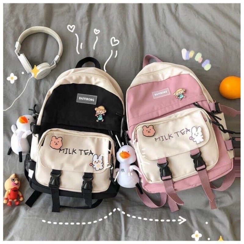 Balo hộp vừa a4- milktea-bl18-vừa a4