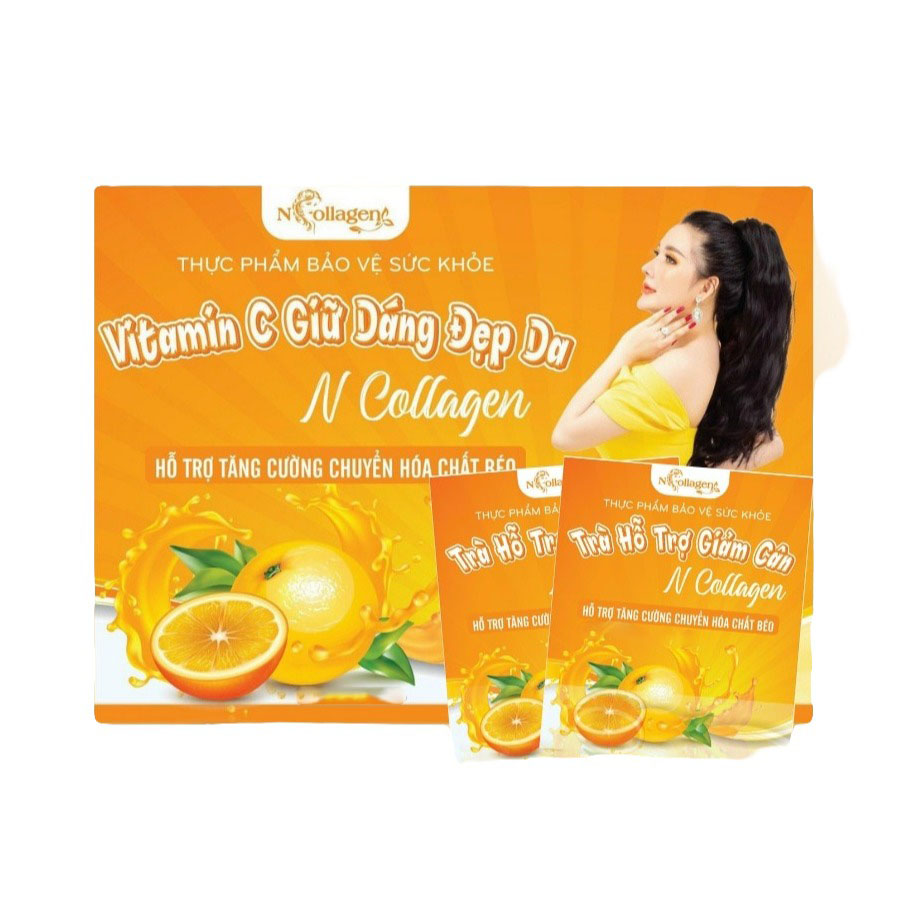 Detox giảm cân vị cam - Trà giảm cân cam giảm mỡ bụng đẹp da NCollagen 20 gói
