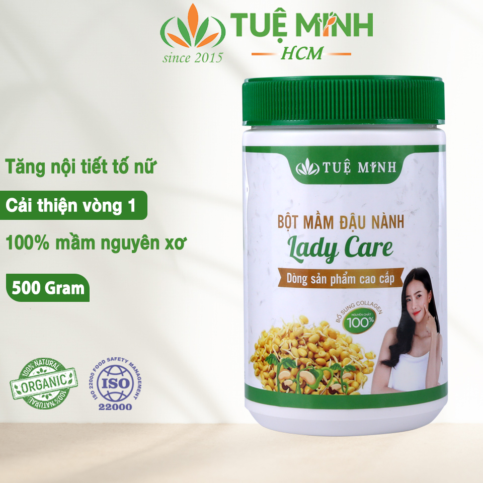 Mầm đậu nành nguyên xơ Tuệ Minh nguyên chất, an toàn cho sức khỏe hộp 500gr