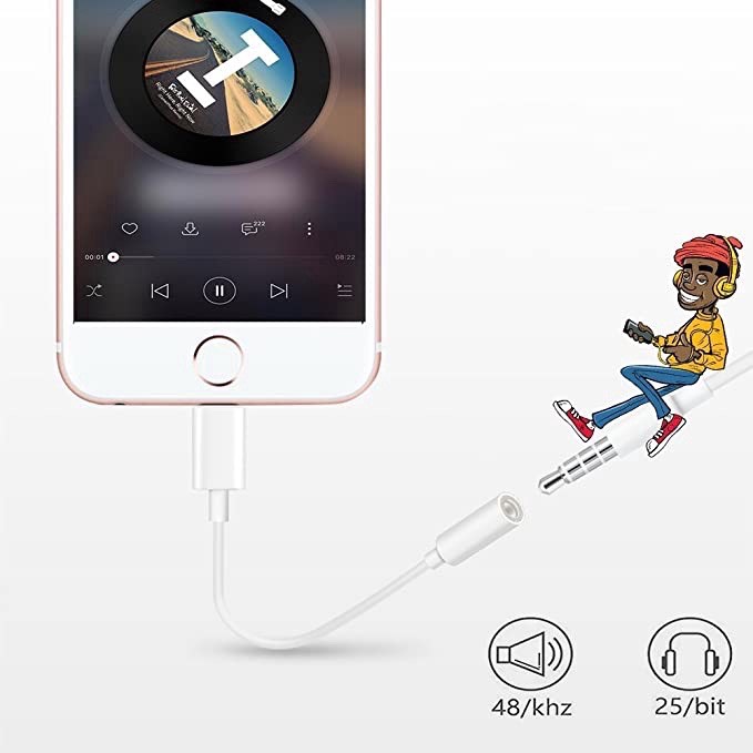 Jack chuyển đổi Lightning Iphone sang tai nghe 3.5,Jack chuyển đổi tai nghe 3.5 sang chui Lightning Iphone-Bật Bluetooth,Đầu chuyển tai nghe iphone,AK