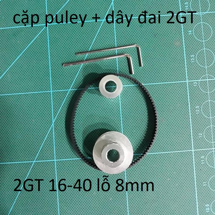 bộ buly 16 40 lỗ 8mm và dây đai 200mm