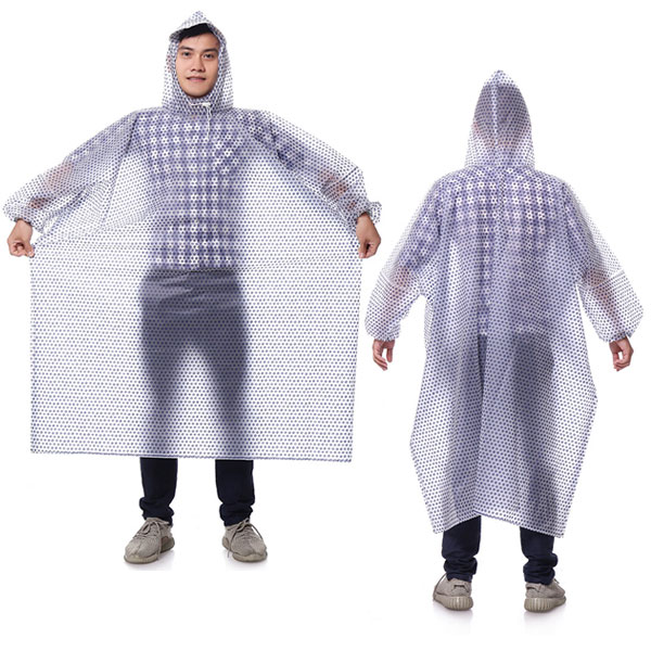 [HCM]Áo Mưa Bít 1m4 Nhựa Dẻo Trong Suốt Bi Màu ( Không Xẻ Tà )