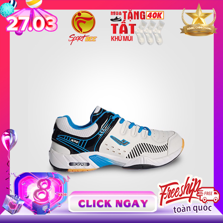 [SP ƯA CHUỘNG] Giày thể thao nam Giày bóng chuyền nam bền Giày cầu lông nam bền đế kếp chống trơn chống trượt ôm chân XPD-855 màu trắng dây xanh nấc bậc thang sport bee, bee sport, sportbee, beesport