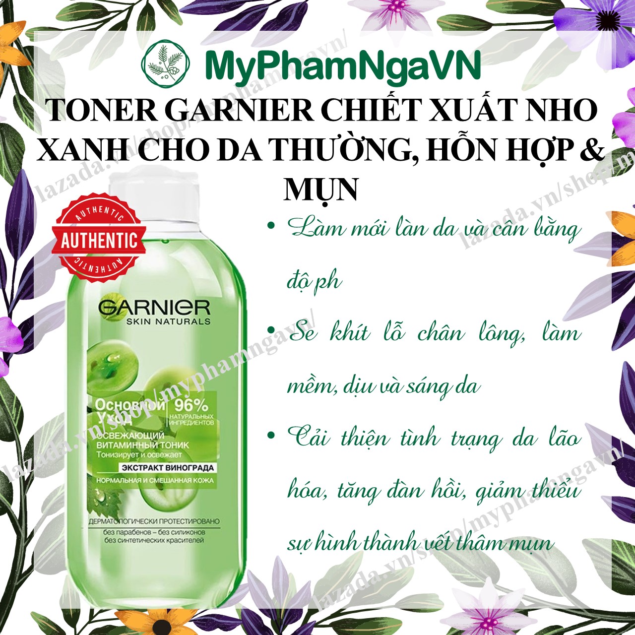 Nước Hoa Hồng GARNIER Nho Xanh 200ml