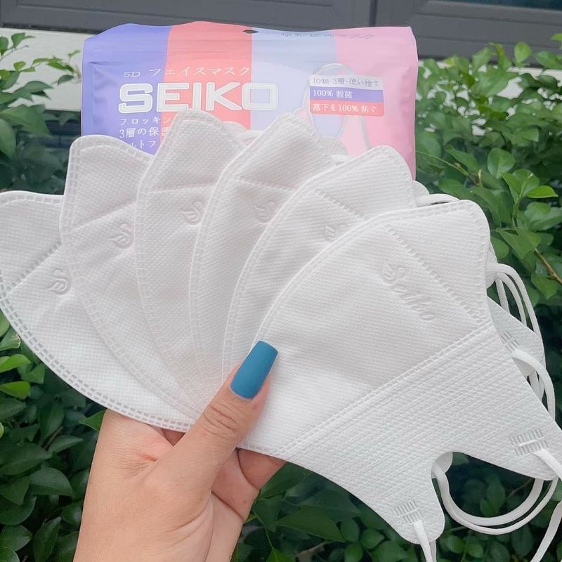 Combo 100 chiếc Khẩu Trang 5D SEIKO chính hãng ôm mặt 3 lớp kháng khuẩn