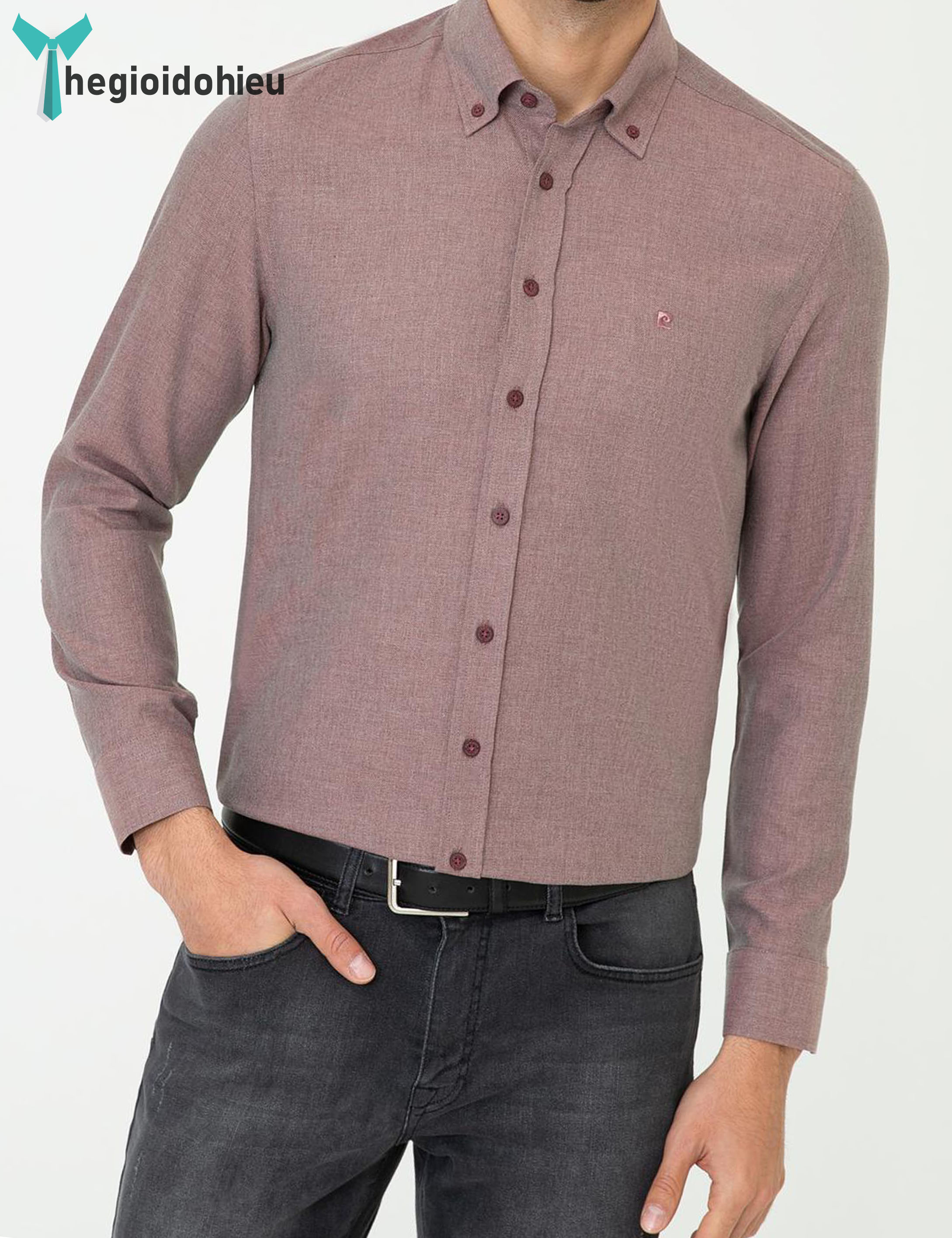 (Mẫu Mới 2024) Áo sơ mi nam dài tay Pierre Cardin PCLShirt137 (Đỏ nâu) - Hàng nhập khẩu - Không túi