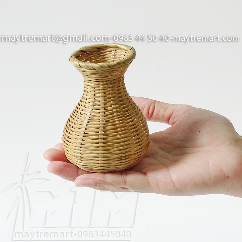 Giỏ tre cái đục nhí trồng cây mini / phụ kiện trang trí