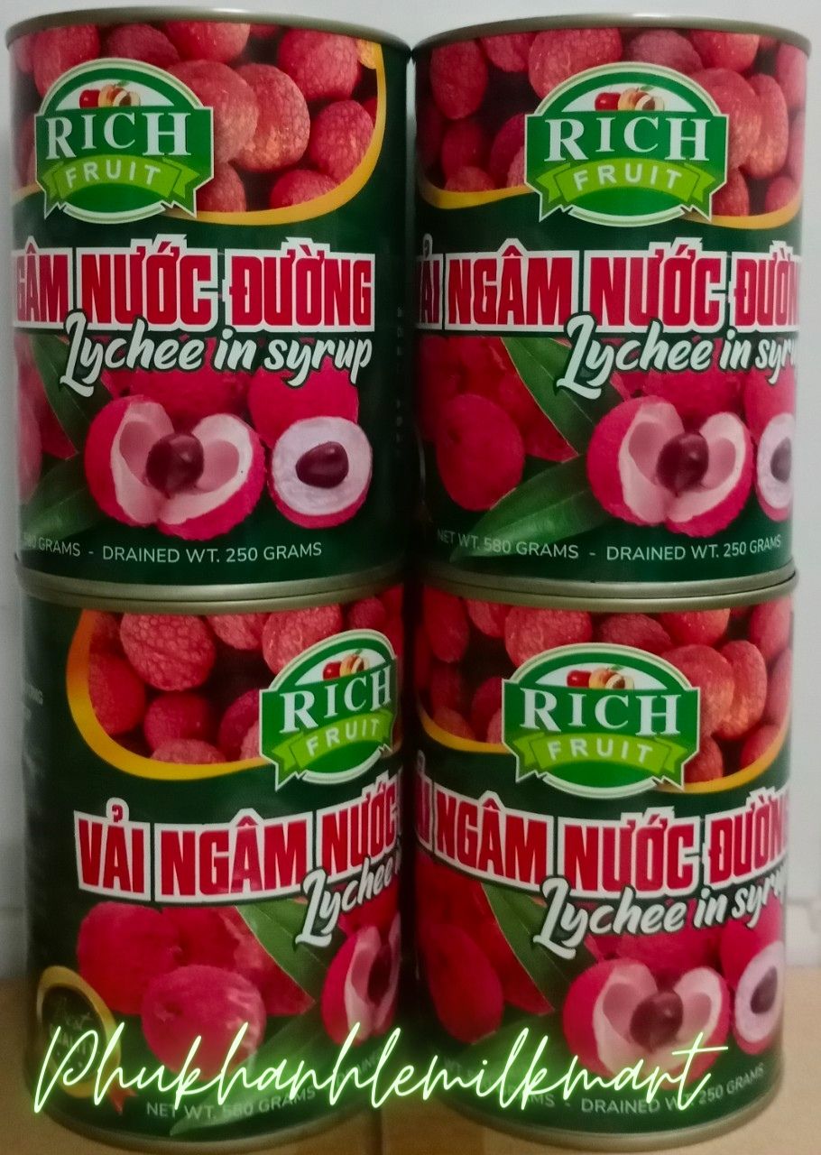 Combo 4 hộp vải thiều ngâm đường Rich size 565g