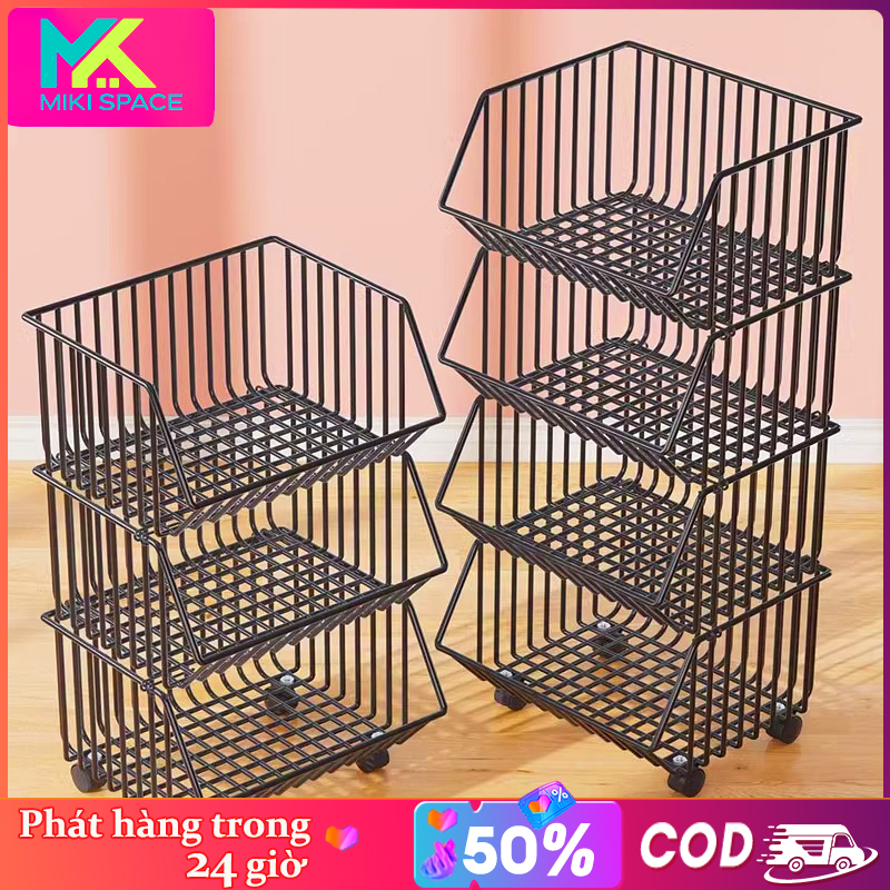  MIKI Kệ Bếp Đa Năng Kệ Để Đồ kệ 3   4  5 Tầng Có Bánh Xe Kệ Đựng Trái Cây Và Giá Đỡ Tiện Lợi Dành Cho Nhà Bếp 