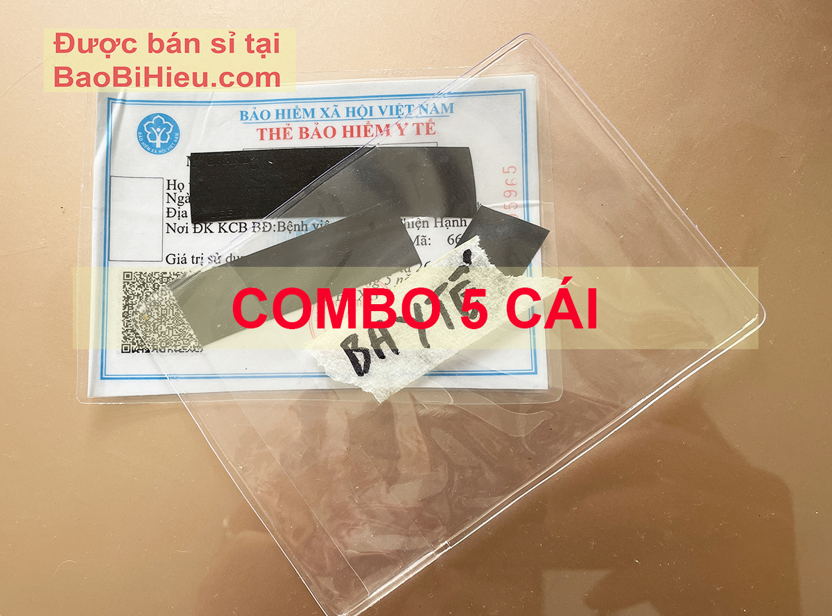 [A7] COMBO 5 túi đựng thẻ BẢO HIỂM Y TẾ và giấy tờ KHỔ A7 bằng ngựa PVC dẻo trong, có nắp đậy chống nước 5B232