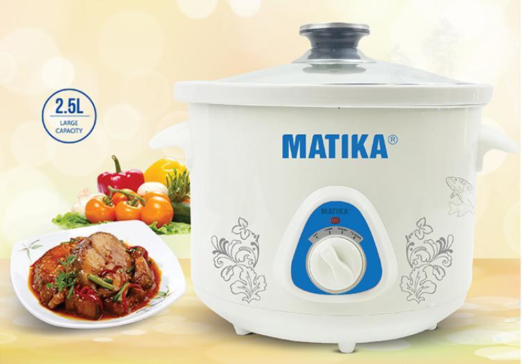 Nồi kho cá Matika 2.5L chống trào và chống dính tốt màu trắng MTK-9125