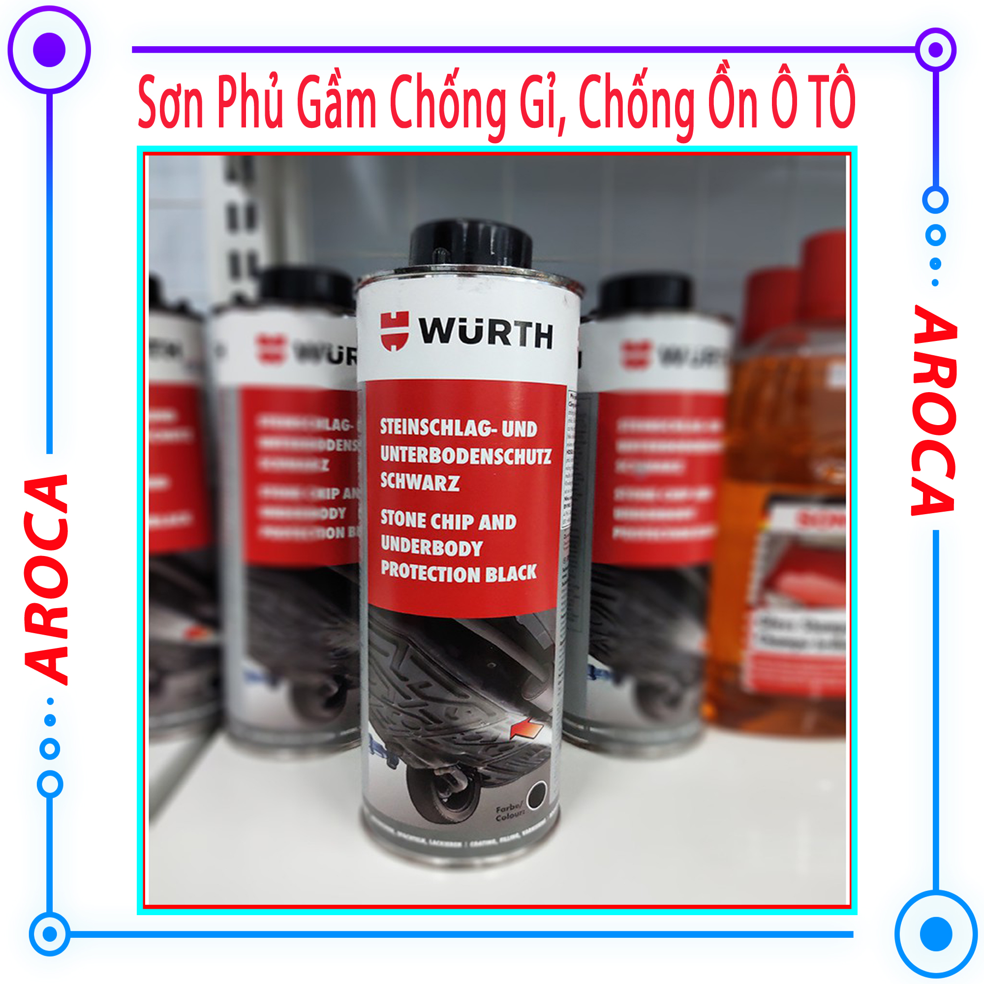 [ Khuyễn mãi 3 ngày ] Sơn phủ gầm ô Tô - Sơn Cao Su Non - Sơn phủ gầm WURTH 1000 m l- Sơn chống sét rỉ nhập khẩu AROCA ( Màu Đen )