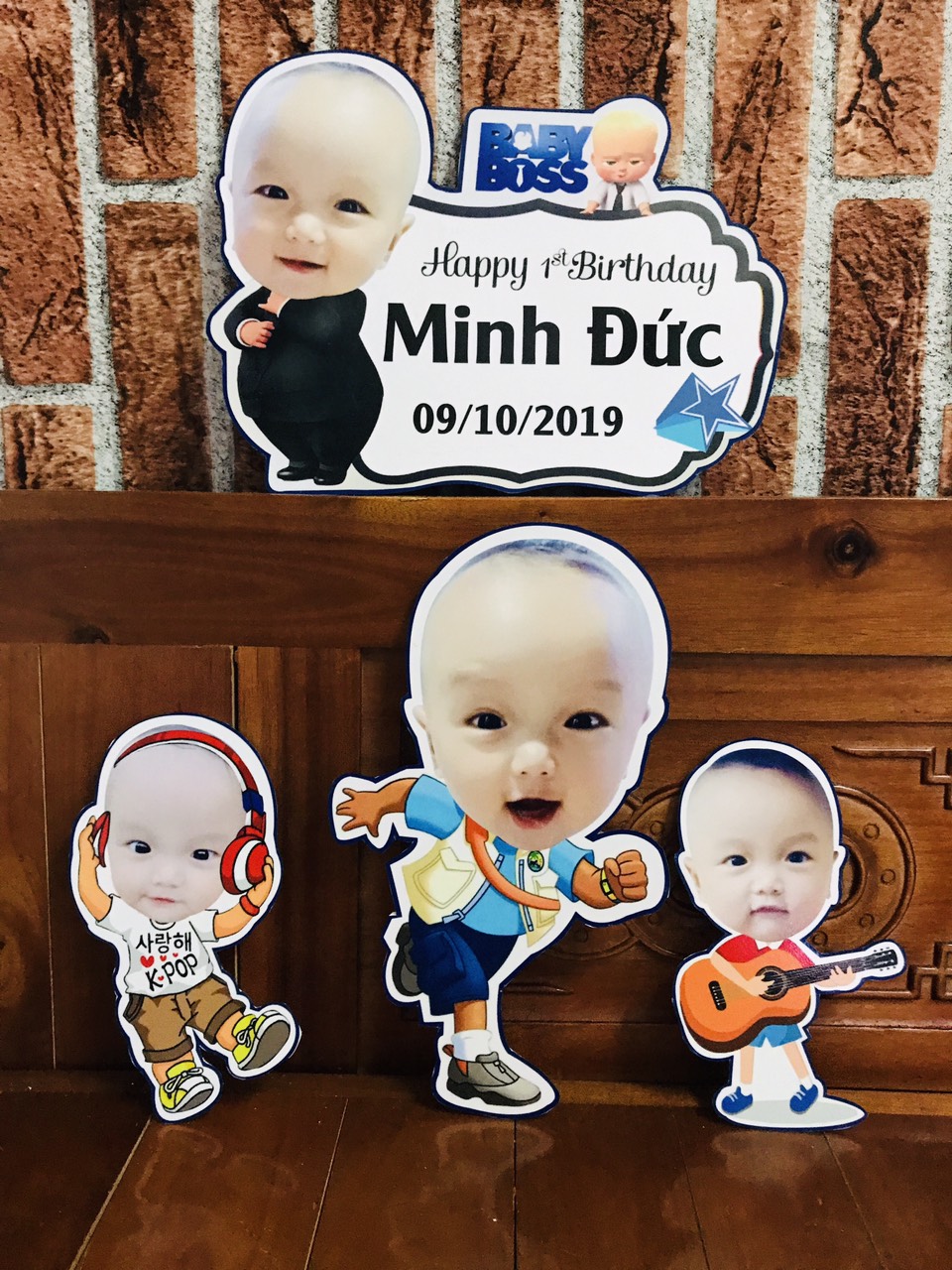 Set bảng tên và chibi sinh nhật bé trai siêu tiết kiệm