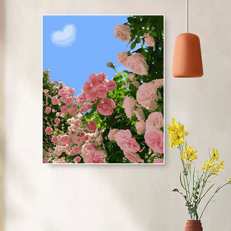 KHUNG DÀY  1.6 cm -Tranh sơn dầu số hóa tự tô- TẶNG KHĂN đã căng sẵn khung 40 x 50 cm-đủ phụ kiện, có SƠN BÓNG, in trắng đen-tranh tô màu theo số, tranh sơn dầu, tranh số hóa