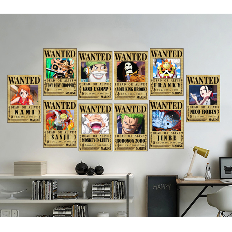 Bộ 10 tấm Poster truy nã One piece Băng mũ rơm tiền truy nã mới nhất