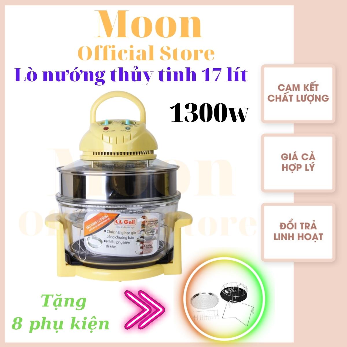 Lò Nướng Thủy Tinh,Lò Nướng Điện Chất Lượng Cao, Hàng Nhập Khẩu Chính Hãng Của Gali 1300w,Tặng Kèm 8 Phụ Kiện Cao Cấp, Tiện Lợi, Dung Tích 17 Lít