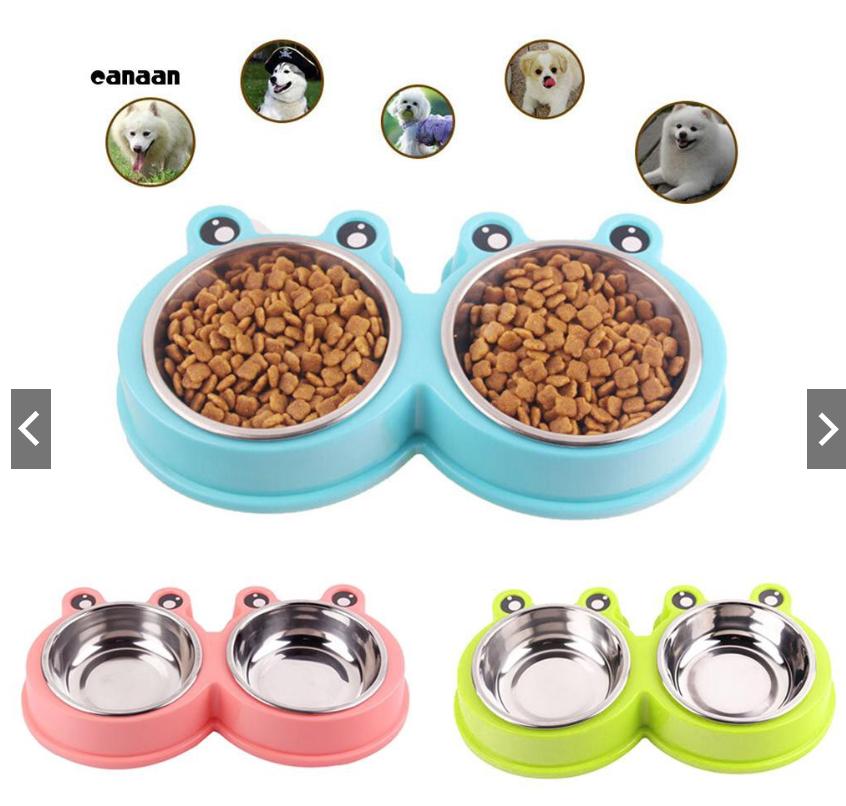 BÁT TÔ ĂN ĐÔI LÒNG INOX HÌNH ẾCH CHÓ MÈO THÚ CƯNG