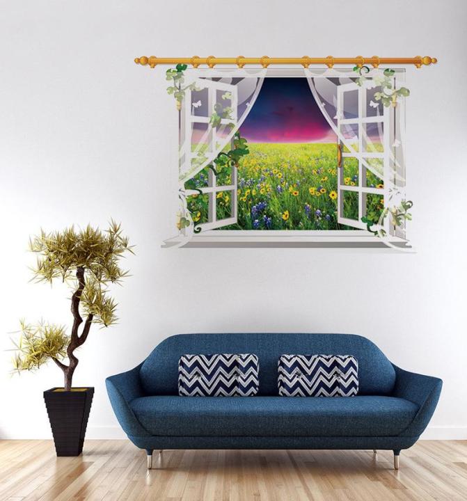 Decal trang dán tường Khung cửa sổ hoa mặt trời SK9020D