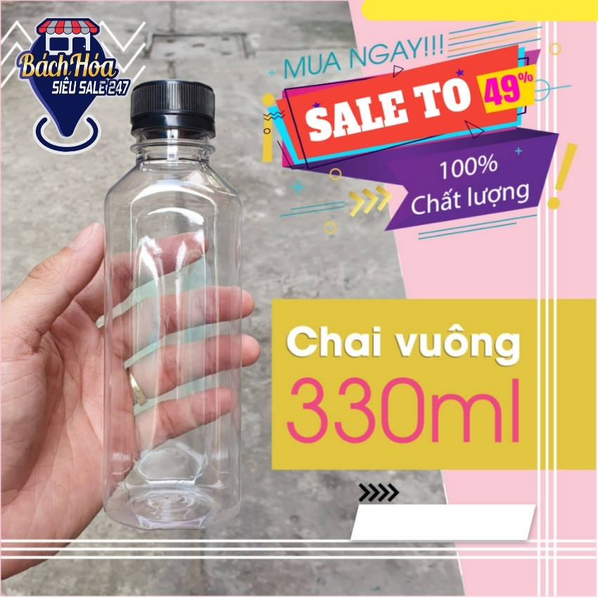 [SIÊU SALE] [COMBO 5 CHAI] Chai Nhựa MIZUKI 330ml - VUÔNG [MVK330] + Quà Tặng Tem dán chai/ Phiếu ship hàng in sẵn