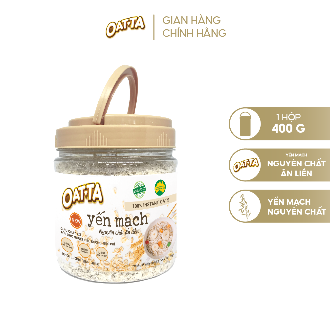 (HN) Ngũ Cốc Yến Mạch Nguyên Chất OATTA Hộp 400g Thơm Ngon Thích Hợp Cho Người Giảm Cân