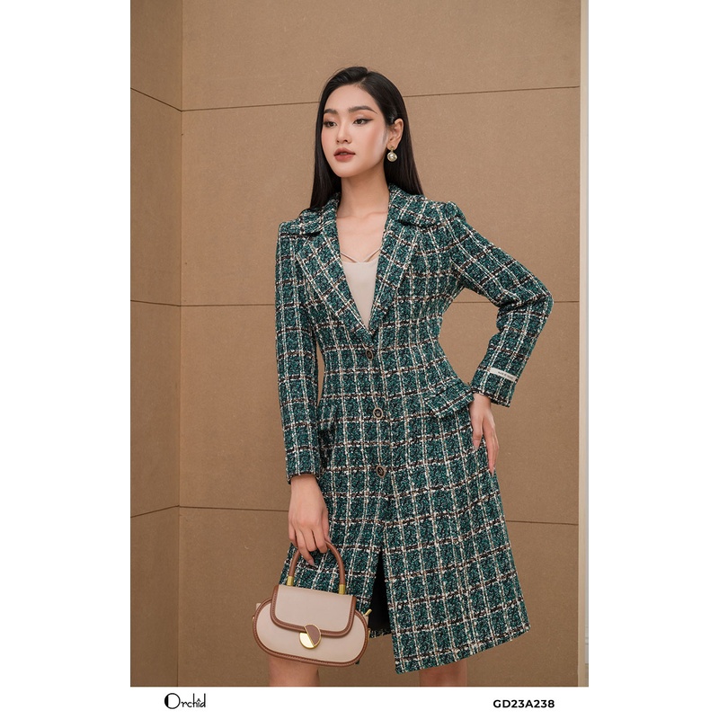 Áo khoác dạ mangto dáng dài cao cấp - chất liệu dạ Tweed- Orchid GD23A238