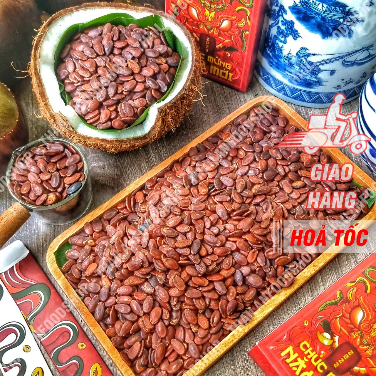 Hạt dưa rang tay không phẩm màu lon 450gr