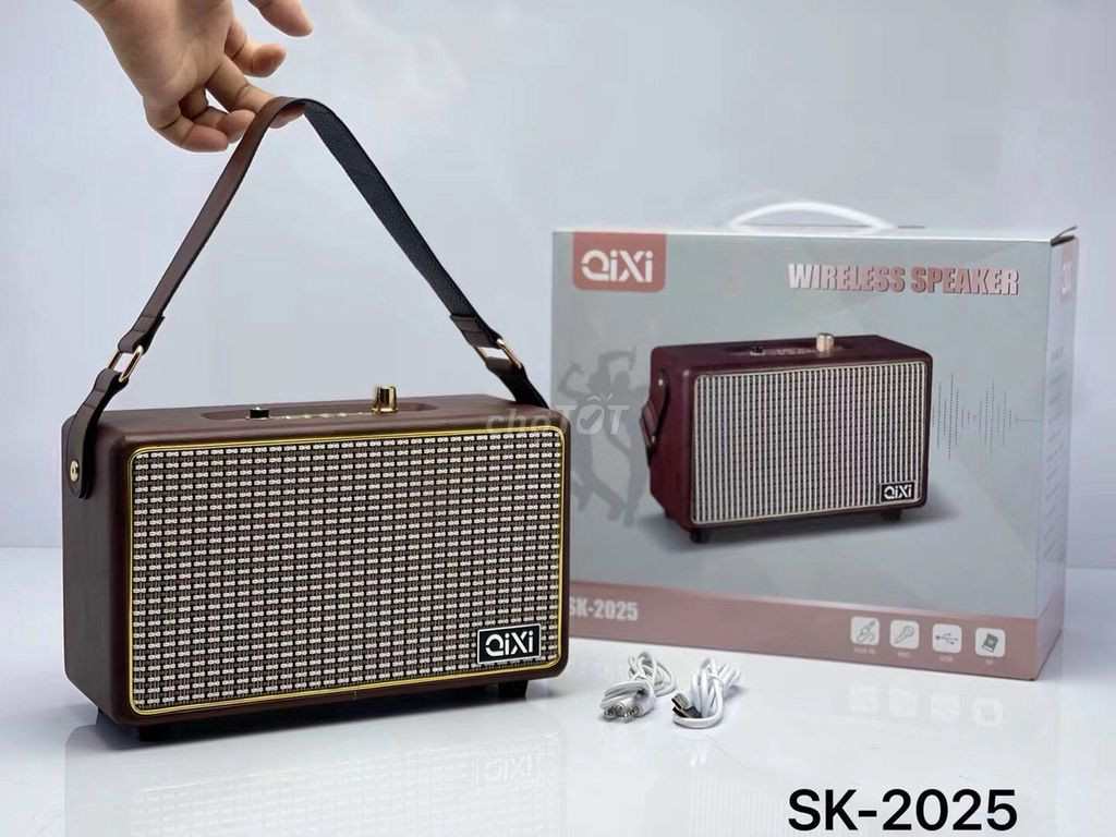 [HÀNG HOT 2023]Loa Bluetooth SK 2025,Loa Nghe Nhạc Công Suất Lớn, Bass Siêu Trầm, Thiết Kế Cổ Điển Vỏ Da Sang Trọng, Kết Nối Bluetooth 5.0, TF Card, AUX, USB, Hỗ Trợ Cổng Micro 6mm- Lỗi 1 Đổi 1 BẢO HÀNH 12 THÁNG