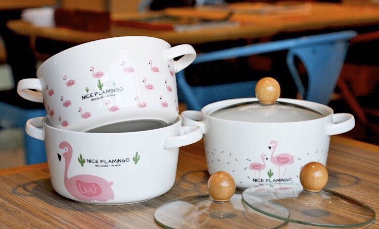 Nồi ăn mỳ sứ có nắp hình hồng hạc