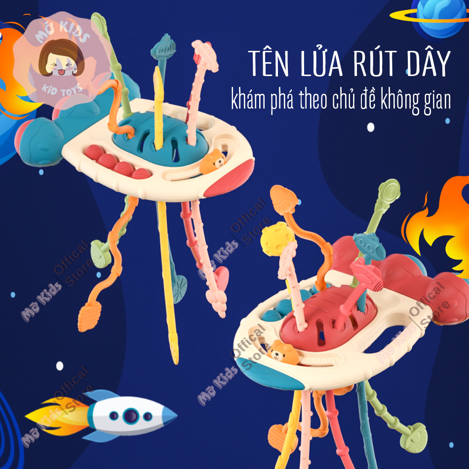 Đồ chơi tên lửa kéo dây có nút mềm vui nhộn cho bé MOKIDTO