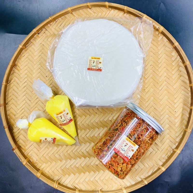 Combo bánh tráng phơi sương 500g - 250g muối tôm hành tỏi - 200g bơ trứng vàng