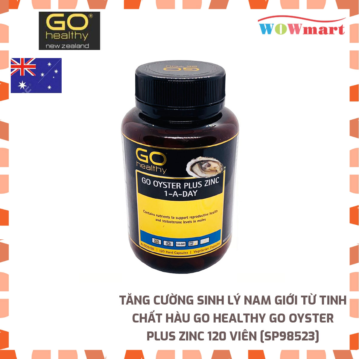 Tăng cường sinh lý nam giới từ tinh chất hàu Go Healthy Go Oyster Plus Zinc 120 viên - [ÚC]