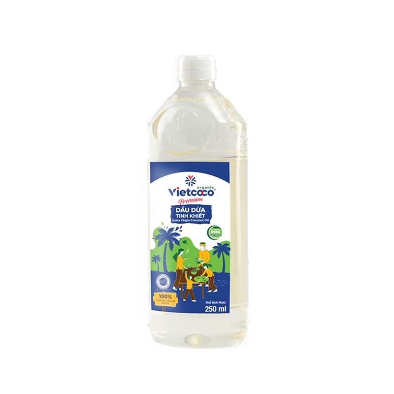 Dầu dừa tinh khiết organic vietcoco - 250ml - leaf organic hcm