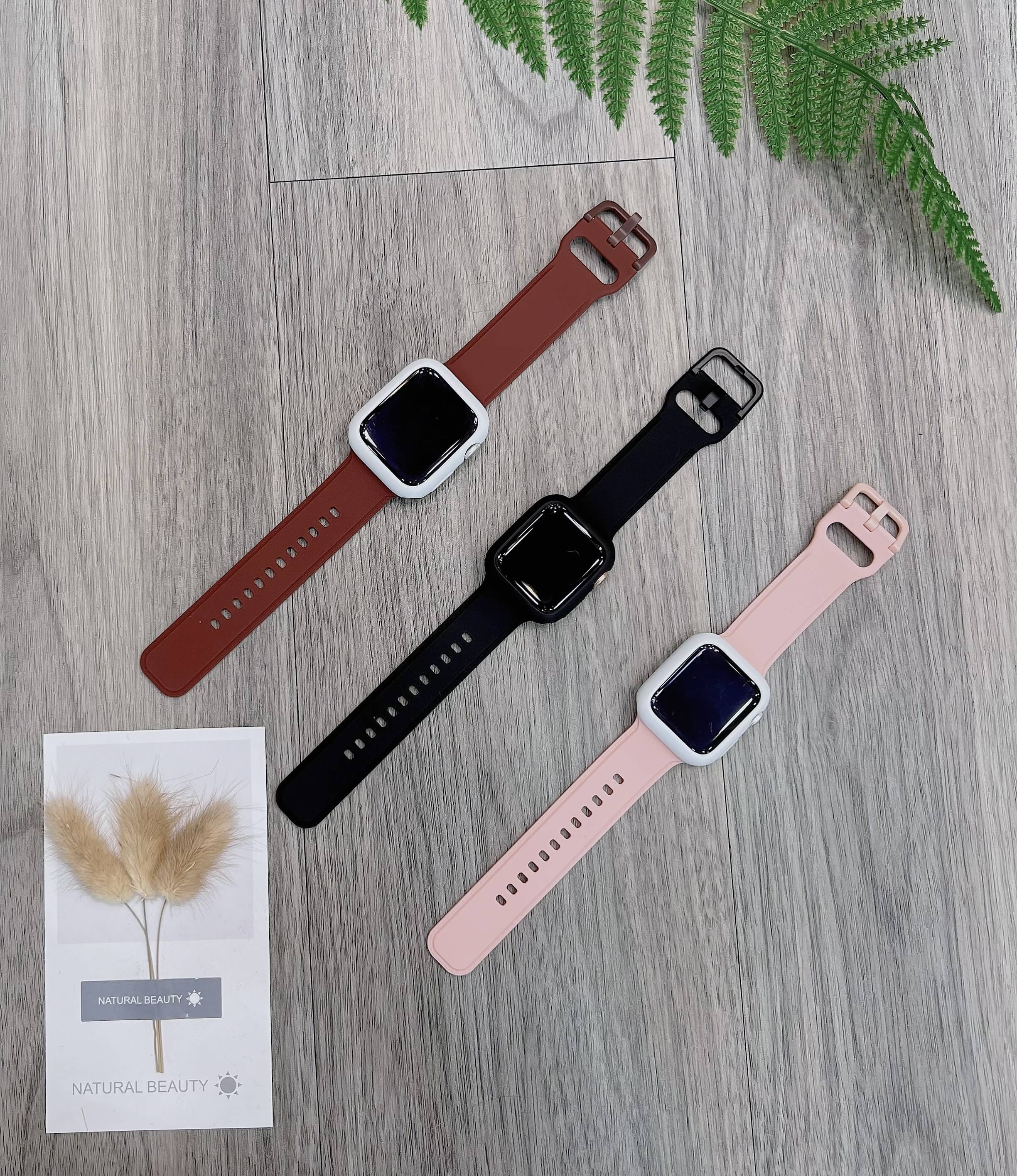 Dây đeo đồng hồ apple watch làm bằng silicon khóa vuông cho đồng hồ thông minh apple watch 38mm 40mm 41mm 44mm 45mm